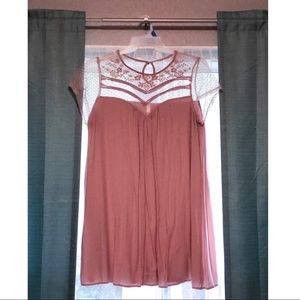 Blush and Lace Mini Dress/Tunic